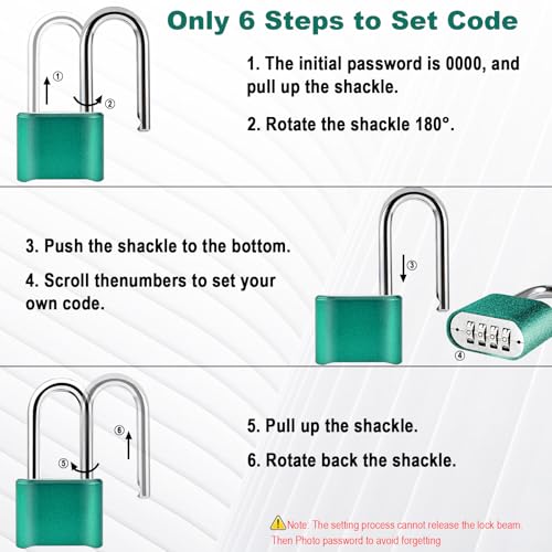 Faburo 2pcs Combination Lock, 4-Digit Heavy Duty Combo Lock - color: 2pcs-Long-Green