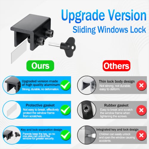 ZRFCXE Window Locks, Fits Horizontal & Vertical Sliding Windows (8 Pack) - color: Black, size: 8 Pack