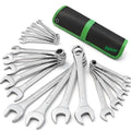 19-Piece Metric Combination Wrench Set, 6-24mm Standard Spanner Wrench Set, Mechanic Tool Sets with Rolling Pouch, Open End Wrenches for Household, Garage, Workshop, Auto Repairs - style: 19pcs Metric Combination
