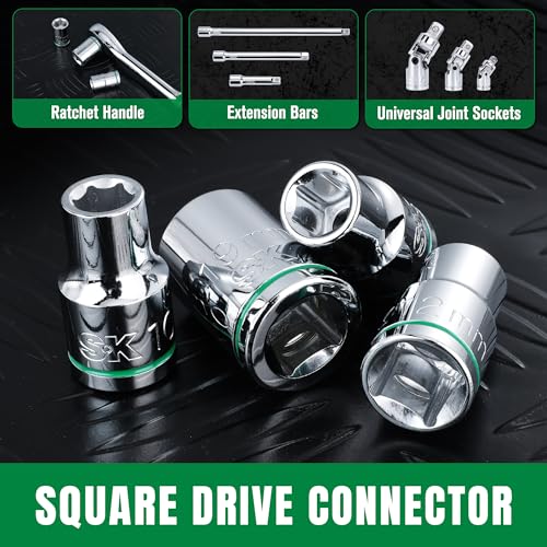 SK 1/2" Drive Socket Set, Metric Sockets, 11-Piece 10-20mm - size: Shallow, style: Metric