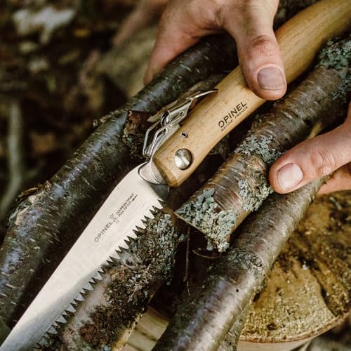 Opinel Folding Saw - Gardening and Camping Folding Carbon Steel Saw with Beechwood Handle - style: No.18