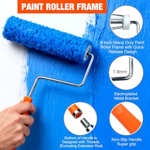 12 Pack 9 Inch Paint Roller Kit with 3FT Extendable Pole - color: 13 Pack, 9" roller