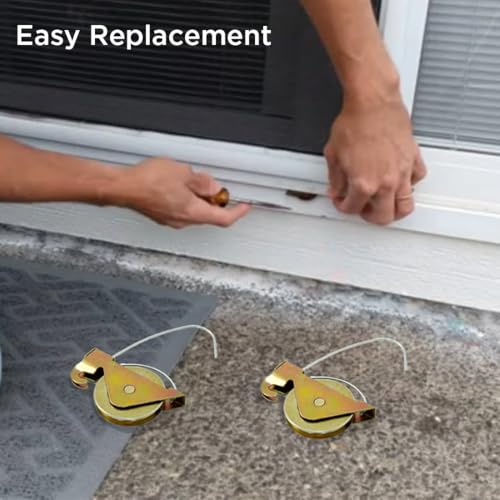 4pcs Sliding Screen Door Spring Tension Rollers Replacements for Jeld Weld, KDEX20 Series KD Screen Doors, 1-1/4" Concave Ball Bearing Steel Patio Glass Screen Door Wheels Hardware, Durable and Smooth