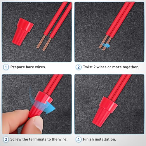 Nilight 100PCS Red Wire Connectors Kit 14-12 AWG Electric Wire Caps - color: 100PCS 14-12# Wire Caps