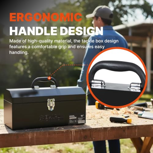 Black Canyon Tool Box,Portable & Padlockable, Sturdy & Durable toolbox, Ideal for Trailer, Mechanic, DIY-ers, Car, Workshops, Garages, Repair Shops (16 IN) - size: 16 IN/MTL