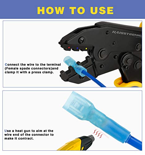 haisstronica 200PCS Heat Shrink Spade Connectors, 22-10 AWG, Female - size: AWG 22-10, style: Female 200PCS