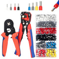 Ferrule Crimping Tool Kit, Square Crimping Plier + Automatic Wire Stripper, 2000PCS Ferrule Terminal Connectors 8 Sizes, for 0.5‑10mm² Electrical Wire, Professional Crimper Set for DIY and Electrician