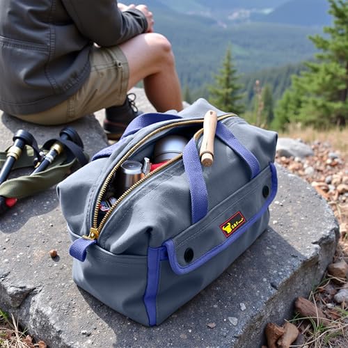 G & F Products Waxed Canvas Military Duffle Bag, 24 Inch, Heavy Duty Travel - color: Navy Blue (11 inch x 7 inch x 6 inch)