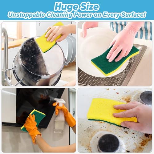 AIDEA XL Scrub Sponges Kitchen 12Count, Heavy Duty Sponges for Dishes - color: Green-extra Large