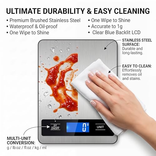 33lb/15kg Digital Food Kitchen Scale, Measuring Recipes Coffee Meat Baking