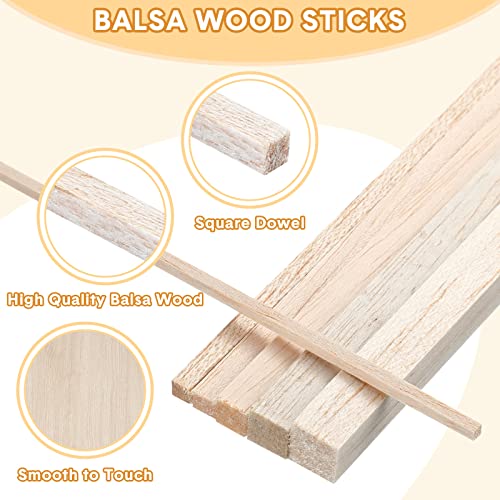 Yulejo 215 Pieces Balsa Wood Sticks Wooden Dowel Rods Square Hardwood Unfinished Wooden Strips for DIY Molding Crafts Projects Making(1/8, 3/16, 1/4, 5/16, 3/8, 1/2 Inch) - size: 1/8, 3/16, 1/4, 5/16, 3/8, 1/2 Inch