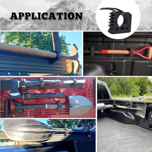 Shovel Holder Clamp Kit,Truck Bed Molle Panel Mount, Shovel Mount for Roof Rack,Quick Release Clamps Off Road UTV Utility Trailer Accessories Fits 1-1/7" to 1-3/7" Diameter Tools (4 Pack) - color: 4 Pack Black