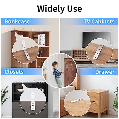 furniture anchors anti-tip baby proofing: Safety Straps Kit for Dresser Secure 400 lbs Bookcase to Wall Cabinet Wall Anchor 4 Pack - size: middle(4 pack)