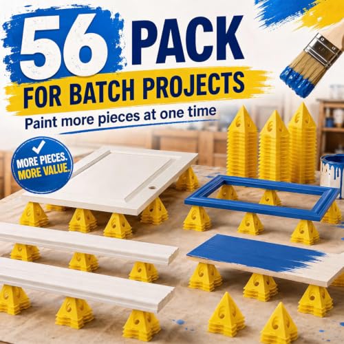KATA 56PCS Painter's Pyramids Stands for Cabinet Doors & Woodworking - color: 56PC Paint Stands Yellow