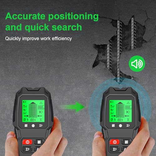 5-in-1 Stud Finder Wall Scanner with LCD Display | Electric Wire Finder, Wood and Metal Detector | High Accuracy Sensor for Cable, Stud Detection (Black)