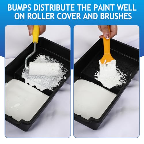 Geelin 30 Pcs Paint Roller Trays 4" Reusable Small Plastic Paint Roller Tray Durable Deep Ribbed Textured Paint Roller Pan for DIY Wall Painting, Black