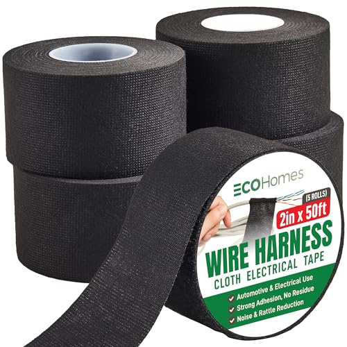 ECOHomes Wire Harness Cloth Electrical Tape, 2 Inch x 50 FT (5 Rolls) - size: 2" x 50 FT (5 Rolls)