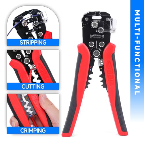 3-in-1 Automatic Wire Stripper/Cutter/Crimper, AWG10-24, 8 Inch Multi Pliers For Electrical Wire Stripping, Cable Cutting, Crimping（WKS-D2）