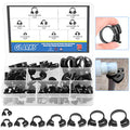 Glarks 70Pcs 8 Size Heavy Duty Black Double Gripping Nylon Hose Clamps Set, 6.6-27.2mm Plastic Snap Ratcheting Clamps Assortment Kit (Black 70Pcs)