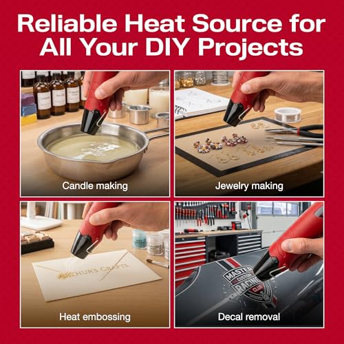 Master Appliance EC-MINI Heat Gun for Crafts, Shrink Wrap, Heat Shrink Tubing, Wire Connectors, Electrical Connectors, Epoxy Resin, Candle Making Heatgun, Embossing Hot Air Gun w/Heat Shrink Reflector