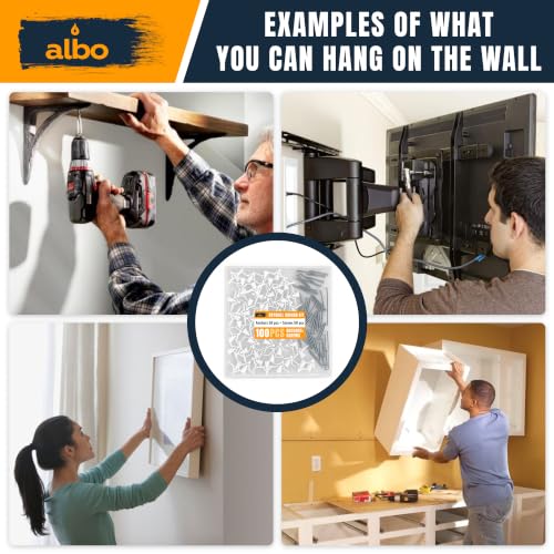 ALBO Drywall Anchor Kit Hollow Wall with Screws 100 pcs. (White Anchor 50pcs + Screws 50pcs) Plastic Hollow Wall Drilling Anchors - color: White 50pcs