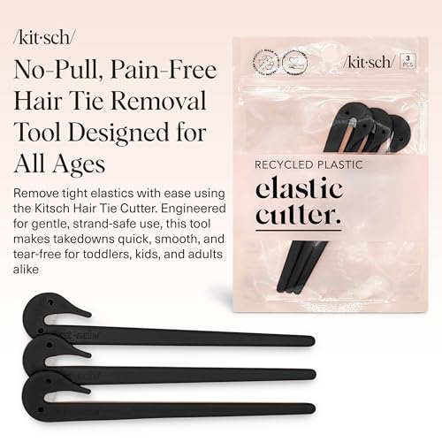 Kitsch Elastic Hair Tie Cutter Tool - Black, 3pc Set - color: Black
