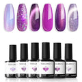 modelones Purple Cat Eye Gel Nail Polish Set, 6 Colors Silver Glitter - color: A-2 Lavender Skies