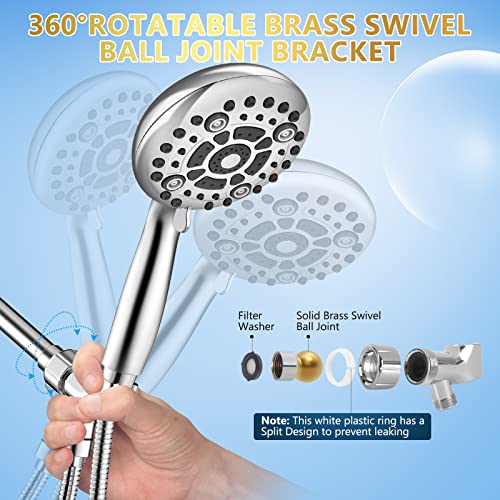 6 Spray Modes High Pressure Handheld Showerhead Set Upgraded - color: ‎Premium Chrome