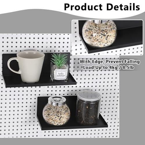 Kokone 6 Pack Metal Magnetic Pegboard Shelves with Lip Around The Edge - color: With Edges