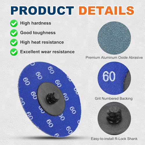 25 Pcs 3" 60 Grit Quick Change Surface Conditioning Discs | Aluminum Oxide Die Grinder Sanding Disc for Surface Prep Deburr Polish Rust Paint Removal, Blue - size: 3" (60 Grit)