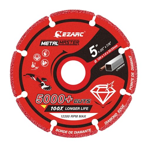 EZARC Diamond Cutting Wheel 5'' x 7/8 Inch for Metal, Cut Off Wheel with 5000+ Cuts on Rebar, Steel, Iron and INOX - style: 5 x 7/8 Inch
