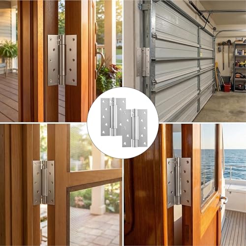 6 Inch Self Closing Door Hinges, Heavy-Duty Adjustable Spring Hinges 304 Stainless Steel, 2-Pack Silver for Residential & Commercial Doors, Outdoor Gates and Marine Use
