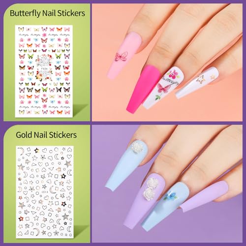 Teenitor Long Fake Nails Kit - 10 Colors Matte & Glossy, 4 Glitter Press On Nails - color: Matte/Glossy/Glitter Colors
