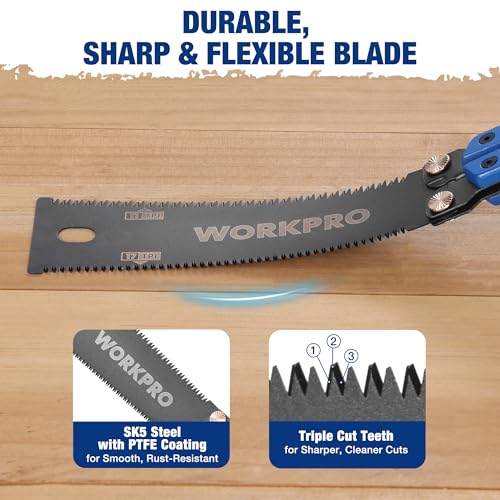 WORKPRO 6'' Folding Japanese Hand Saw, Double-Edged Pull Saw with 11&17 TPI - size: 6'' - Foldable