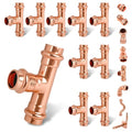 3/4 Inch Copper Press Tee – PxPxP 3-Way Pipe Fitting, 3/4'' Press Fittings Compatible, Lead-Free Copper Plumbing Fittings for Potable Water – 10 Pack - size: 3/4" copper press tee-10P