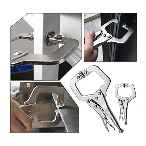 Anxingo 4 Pack Heavy Duty C-Clamp Locking, (2x6" + 2x11" Tips) C-Clamps with Swivel Pads for Craftsman Home Workshop - size: 2 × 6" + 2 × 11"