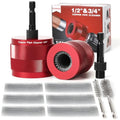 Copper Pipe Cleaner for Drill, Plumbing Tools Set 1/2" & 3/4" with 1/4" Hex Shank & 6 Brush Blades & 2 Pipe Brush, for Removing Rust, Stains & Paint from Copper & Metal Pipes, Red, Metal Cleaning Kit - color: Red
