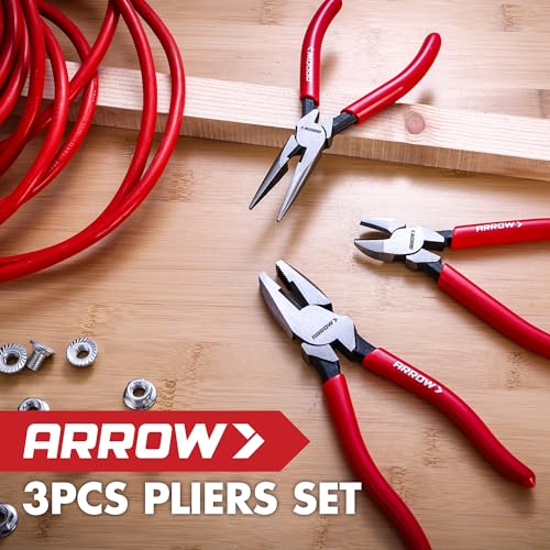 ARROW 3PCS Pliers Set, Premium Carbon Steel, High Leverage Design
