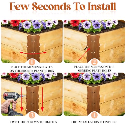 8 Pcs Metal Raised Garden Bed Corner Brackets L-Shape (11"x3"x3"), Brown - color: Brown