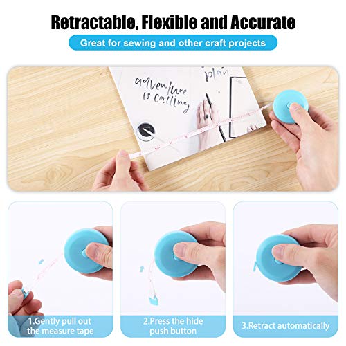 Tape Measure Retractable, Fabric Measuring Tape, 60 Inch Small Sewing Tailor Soft Ruler for Craft Nursing Clothing Medical Travel(3 Pack/Sky Blue) - color: Sky Blue