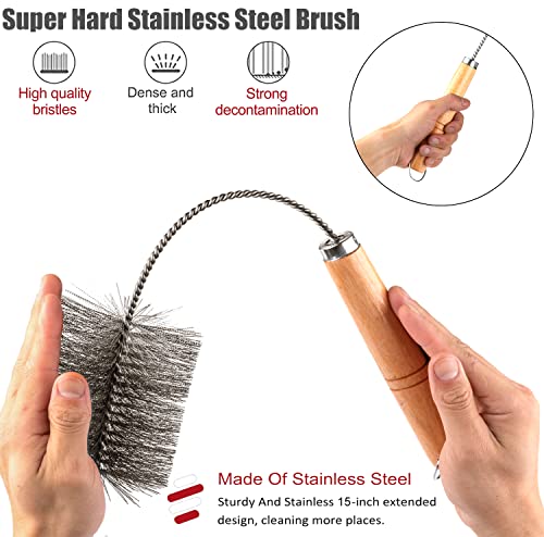 18 in Tent Wood Burning Stove Pipe Cleaning Brush Stainless Steel Bristles - size: 2.5IN