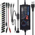 Universal Power Supply 3V~24V 6A 144W Adjustable Variable 3V 5V 9V 12V 18V 20V 24V AC/DC Adapter Charger, 100V-240V AC to DC Converter with 14 Tips, Polarity Converter and 4-Way Power Splitter Cable - style: 3~24V6A 144W