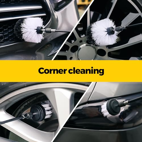 Holikme 5Pack Drill Brush Set with Extension for Car & Bath Detailing - color: White