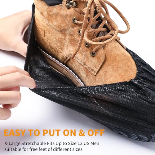 Shoe Covers Disposable, Extra Large 50 Pack, Non-Slip Indoor - color: Black Set -50pack