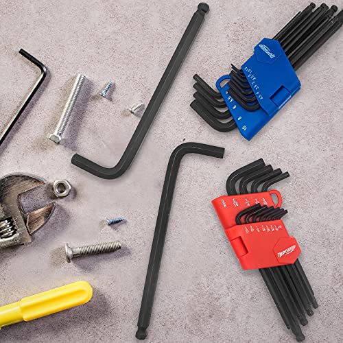 Allen Wrenches Set, 26pcs SAE and Metric Allen Key Set, Long Arm Ball End Hex Key Set Tools for Hex Head Socket Screws - 2 Sets