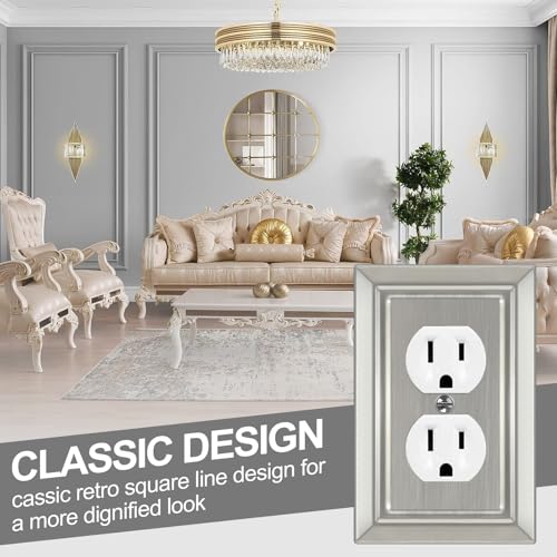 Metal Wall Plate for Electrical Outlets, Outlet Covers Wall Plate, 6 Pack - size: Duplex Outlet