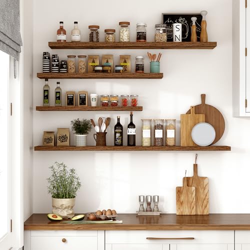 Vivelove 10 Inch Deep Floating Shelves 30x10” Set of 2, Rustic Brown - color: Rustic Brown, size: 30”wx10.2”dx1.5”h