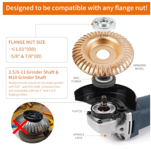 3Pcs Wood Carving Disc Set for 4.5 Inch Angle Grinder, Grinding Shaping Wheel Sanding Polishing Pad, Stump Removal Cutting Wheel Rotary Tool Attachments for Woodworking (3)