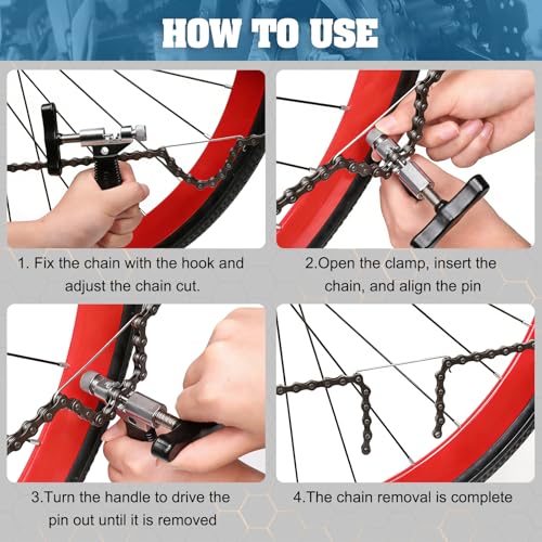 Oumers Universal Bike Chain Tool, Road & Mountain Bicycle Chain Breaker & Installer Kit, Chian Splitter Repair Kit - color: black