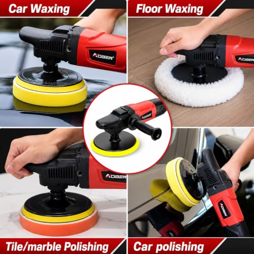 AOBEN Rotary Buffer Polisher,1200W 6-inch/ 7-inch Car Buffer,Car Polisher Waxer Kit with 6 Variable Speed 1000-3500RPM & 4 Polishing Pads,Detachable Handle for Boat,Car Polishing and Waxing - size: AT3501-A
